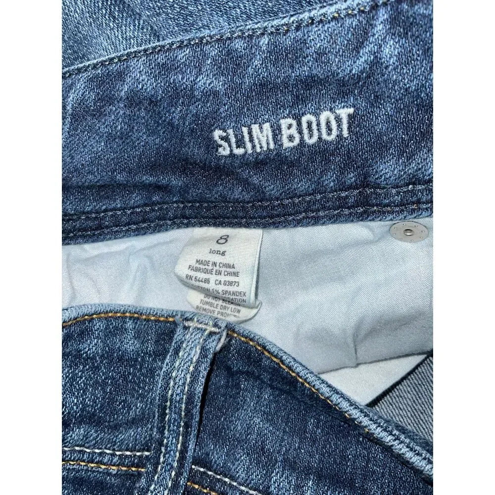 American Eagle Dark Wash Blue Slim Boot Jeans Size 8 Long